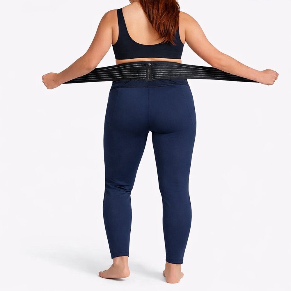 Tommie Copper Pro-Grade Lower Back Support Leggings Navy Adjustable Straps S